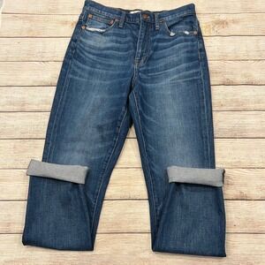 Madewell The High Rise Slim Boyjean Medium Wash Distressed Size 27